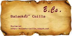 Balaskó Csilla névjegykártya