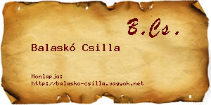 Balaskó Csilla névjegykártya